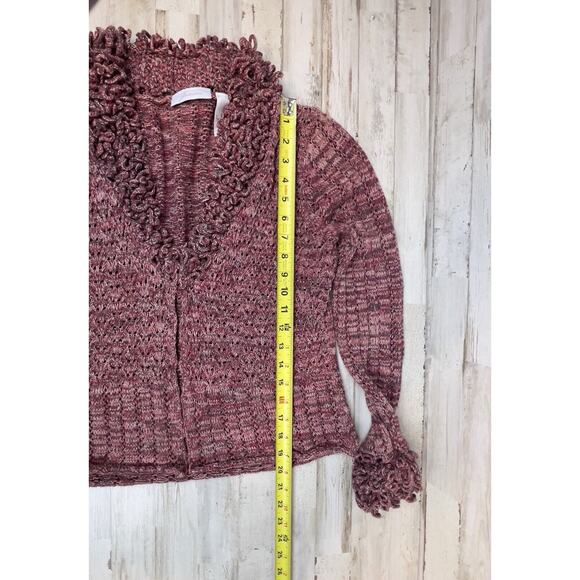 JH Collectibles Woman's Red Fringe Open Knit Cardigan With Loop Details Sz. Lg. - Picture 8 of 8
